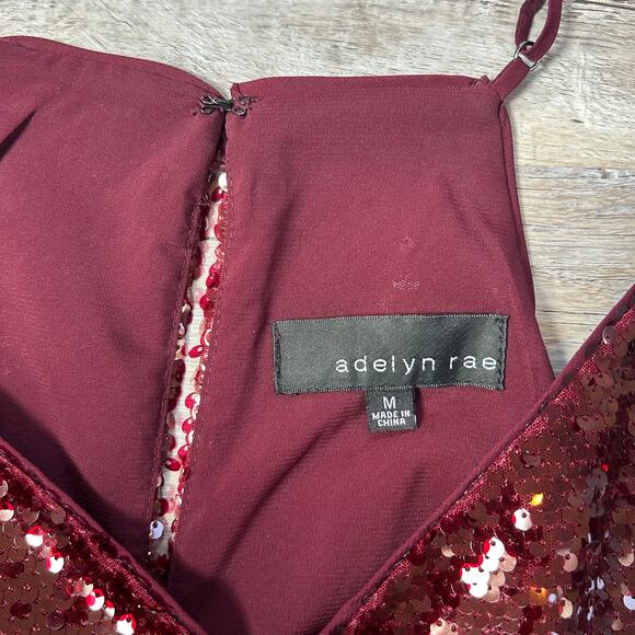 Adelyn Rae Burgundy Sequin Cocktail Dress Size M Holiday Party Asymmetrical Mini - Picture 8 of 8